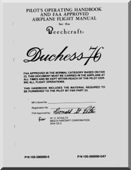 Beechcraft  Duchess 76  Aircraft  Pilot Handbook Flight  Manual 
