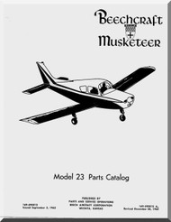 Beechcraft  Musketeer 23 Aircraft  Parts Catalog  Manual - 1962