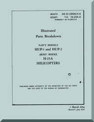 Piaseki HUP-1, 2, Helicopter Illustrated Parts Breakdown  Manual - AN 01-25OHCA-4 , T.O. 1H-25A-4 1954