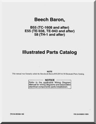 Beechcraft  Baron B 55 E55   Aircraft  Parts Catalog  Manual -