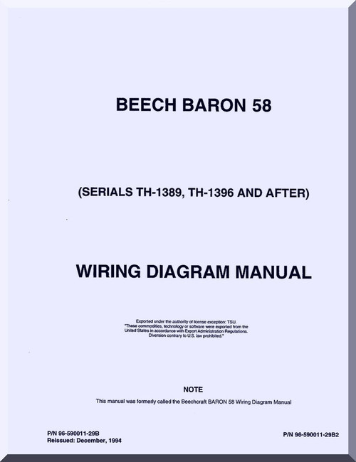 Beechcraft Baron 58 Aircraft Wiring Diagram Manual - - Aircraft Reports