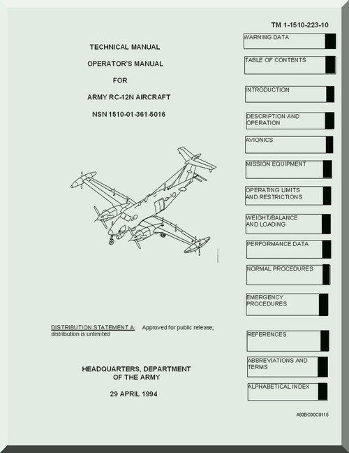 Beechcraft RC-12 N Aircraft Operator's  Manual  TM 1-1510-223-10