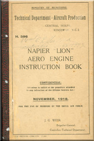 Napier Lion Aero Engine Instruction Book  Manual - 1918