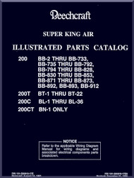 Beechcraft Super King Air   200  T C CT Aircraft Illustrated Parts Catalog Manual