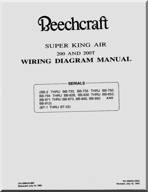 Beechcraft Super King Air   200 , 200T Aircraft Wiring Manual