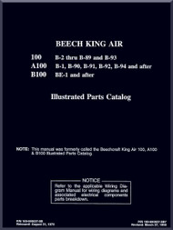 Beechcraft Model Super King Air 100 A 100 B 100 Aircraft Illustrated Parts Catalog  Manual - 