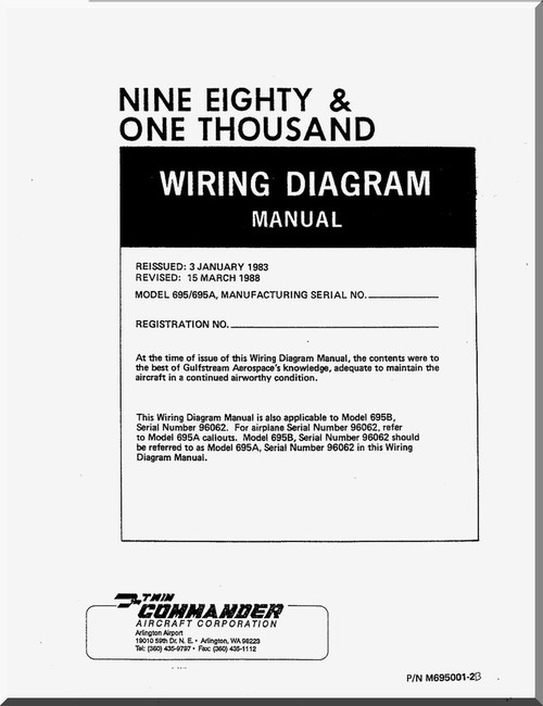 Aero Commander 695 A Aircraft Wiring Diagram Manual