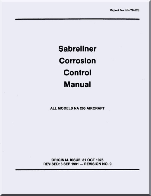 Sabreliner NA 265 Aircraft Corrosion Control Manual - Report No. SR-76-023 - 1976 (vi