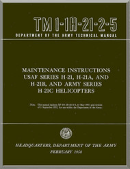 Piasecki H-21  A B C  Helicopter  Maintenance Instructions Manual - TM 01-1H-21-2-5 , 1958