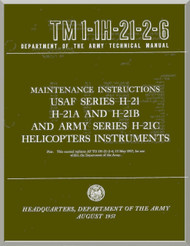 Piasecki H-21  A B C  Helicopter  Maintenance Instructions Manual - Instruments - TM 01-1H-21-2-6 , 1957