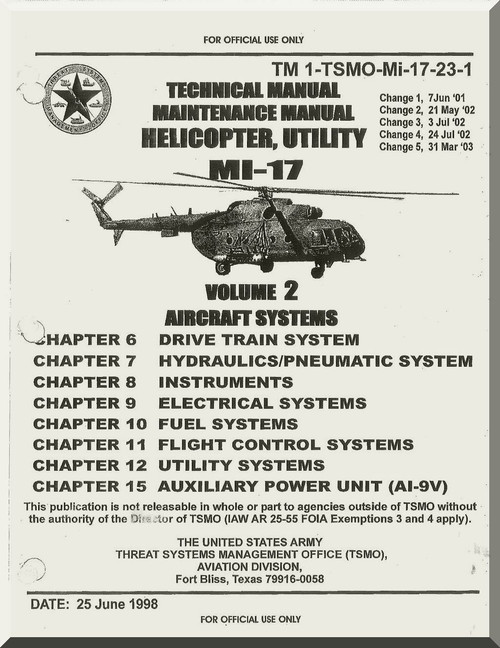 Mil Mi-17 Helicopter Maintenance Manual TM 1-TSMO-Mi-17-23-1 V.2 (English Language)