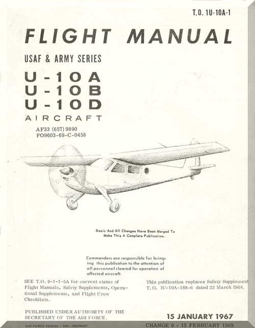 Helio U-10 A, B, D Aircraft Flight  Manual - 1U-10A-1 -1967