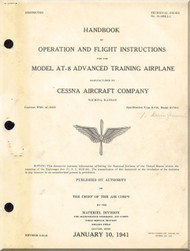 Cessna AT-8  Aircraft Handbook of Operation and Flight Instructions Manual  T.O 01-125KA-1 1941
