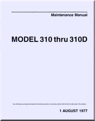 Cessna 310  thru 310 D  Aircraft Maintenance Manual  , 1977