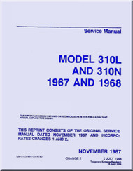 Cessna 310 L  310  N Aircraft Service Manual 1967 thru 1968