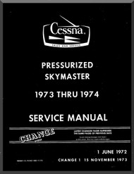 Cessna T 337 G  Skymaster Aircraft Service  Manual 1973 Thru 1974