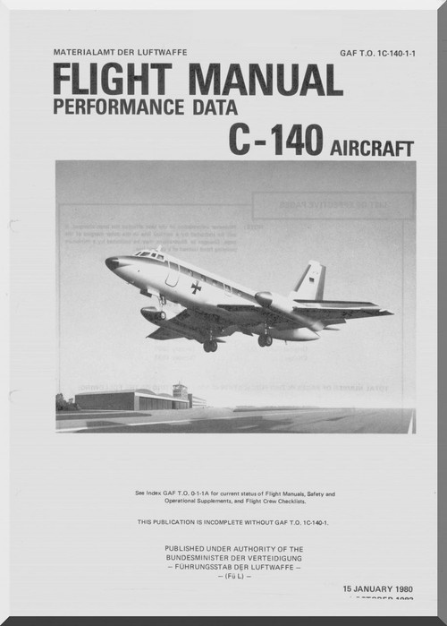 Lockheed C-140 Aircraft Flight Performance Data Manual T.O. 1C-140A-1-1