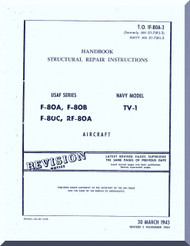 Lockheed F-80 A B C  and RF-80 TV-1  A Aircraft Handbook Structural repair instructions  Manual,  T.O. 1F-80A-3, 1945