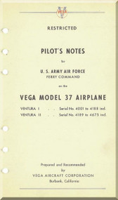 Lockheed  Vega Model 37  Aircraft Pilot's Notes Manual
