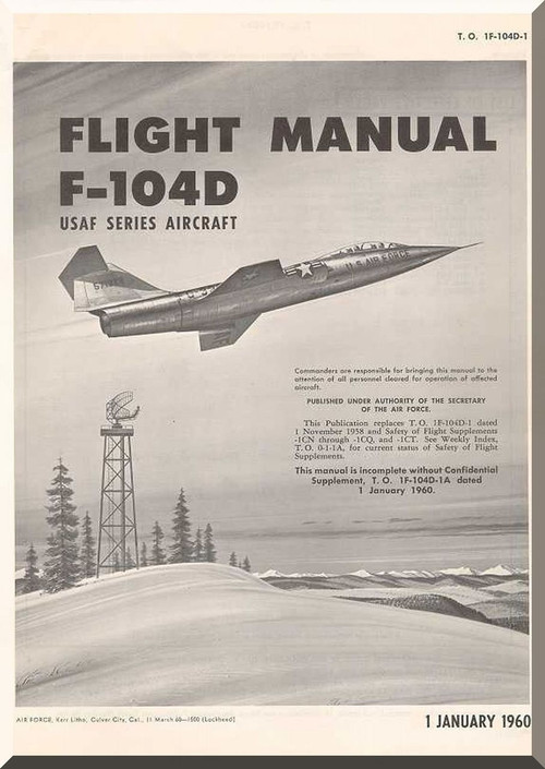 Lockheed F-104 D  Aircraft Flight  Manual,  T.O. 1F-104D-1,  1959