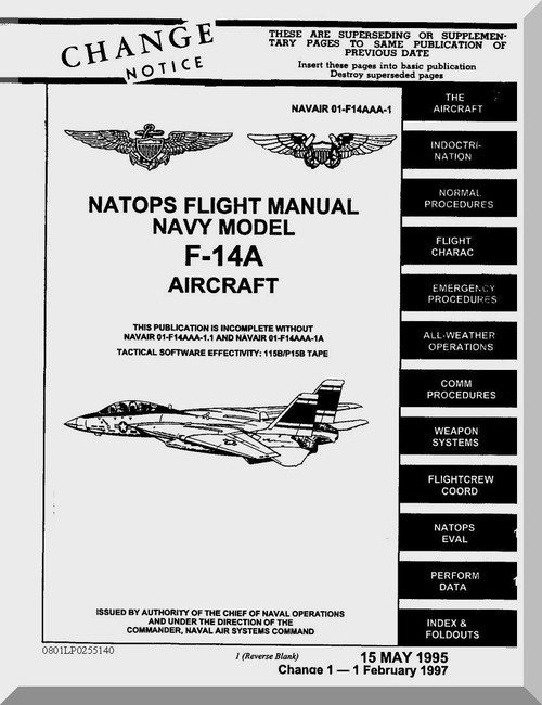 Grumman F-14 A Aircraft Flight Manual - 01-F14AAA-1 - 1995