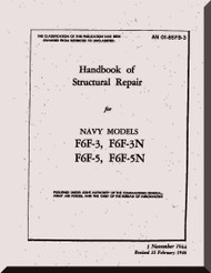 Grumman F6F-3, -3N, -5, -5N  Handbook of Structural Repair  Manual AN  01-85FB-3, 1944