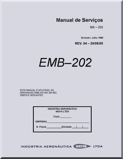 Embraer EMB-202 Aircraft Flight Service Manual ( Portuguese Language )