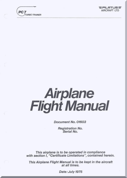 Pilatus PC-7 Aircraft Flight Manual - ( English Language ) 