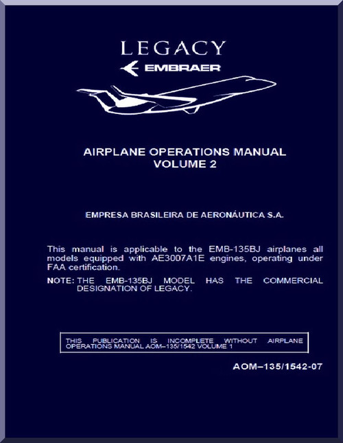 Embraer 135 BJ Legacy Aircraft Flight Operations Manual Volume 2 