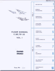 SAAB 35 XD F / RF / TF-35  Aircraft  Flight  Manual,  ( English Language )