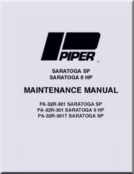 Piper Aircraft  Saratoga  PA-32R 301 SP II HP SP  Maintenance  Manual