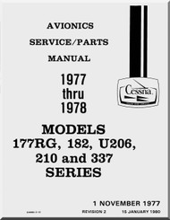 Cessna Aircraft Avionics Installation Service / Parts Catalog  Manual 1977 -1978
