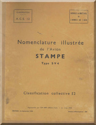 Stampe SV4 Aircraft Illustrated Parts Catalog  Manual   (French language ) -  1948