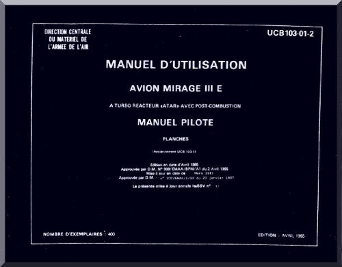 Dassault Mirage III E Aircraft  Flight Manual -  Graphic ( French Language )