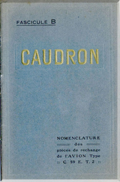 Caudron C.59 E.T.2 Aircraft Parts Catalog  Manual ( French Language )