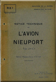 Nieuport Type 29 C.1 Aircraft Technical  Manual ( French Language )  -  October 1923