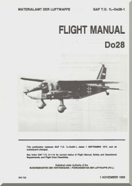 Dornier DO 28  Aircraft  Flight Manual  , ( English Language ) GAF 1L-Do28-1 1985