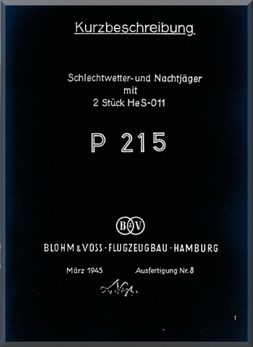Blohm & Voss BV-P 215 Aircraft Technical Manual - (German Language )