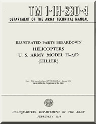 Hiller H-23 D Helicopter Illustrated Parts Breakdown Manual - TM 1-1H-23D-4 -