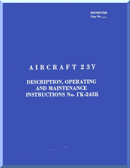 Mikoyan Gurevich MiG-23 Y Aircraft Maintenance Manual  ( English Language )