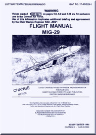 Mikoyan Gurevich Mig-29  Aircraft Flight Manual -  1994  - Rev. 2003 ( English  Language )