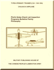 Yakolvev Yak-1A PT6 CJ6 Aircraft  Pilot's Notes Check List  Bulletins Ispection Programs   Manual ,   (English  Language ) - Translate from the Original in Chinese