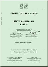 Bristol / Rolls Royce Olympus 593 Aircraft Engine Heavy Maintenance  Manual  ( English Language ) , 1971