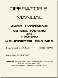 Lycoming VO-540, IVO-540 and  TIVO-540 Series Aircraft Engine  Operator's  Manual  ( English Language ) 