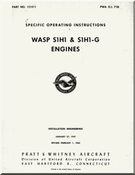 Pratt & Whitney WASP S3H1, S1H1-G ,  Aircraft Engine Specific Operating Instructions Manual 1960