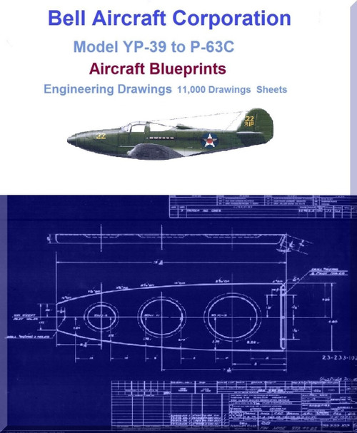 Bell Aircraft Corporation Model P-39 to P-63 Aircraft Blueprints Engineering Drawings on USBD or Download