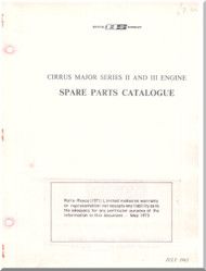 Bristol Siddeley  Cirrus Major 2 & 3 Aircraft Engine Spare Parts Catalogue Manual