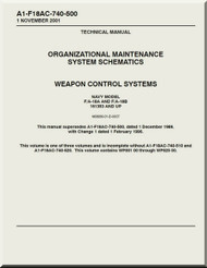 Mc Donnell Douglas F / A -18A  and F / A -18 B  Aircraft  Organizational Maintenance - System Schematics  - Weapon Control  Systems - A1-F18AC-740-500