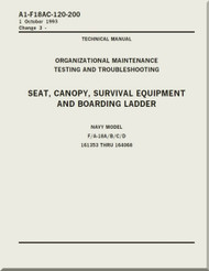 Mc Donnell Douglas F / A 18 A / B / C / D  Aircraft  Organizational  Maintenance  - Testing and Troubleshooting - Seat, Canopy, Survival Equipment, and Boarding Ladder   Manual -  A1-F18AC-120-200