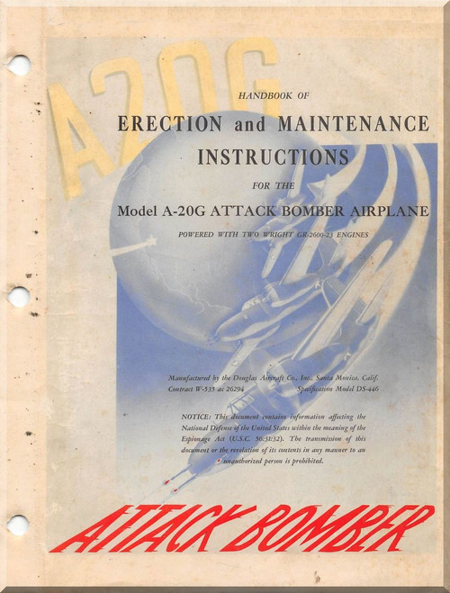 Douglas A-20 G Series Aircraft Erection and Maintenance  Instructions Manual   - 1944